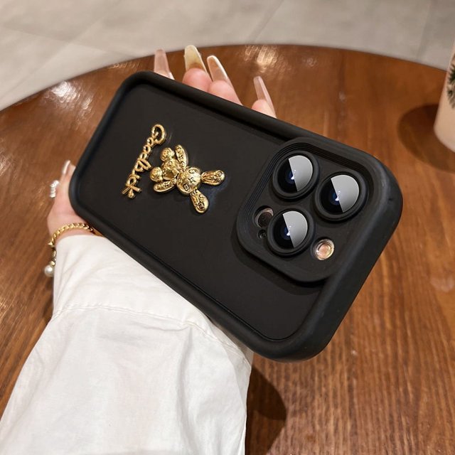 3D Cute Golden Rabbit Silicone Soft Phone Case For iPhone 15 16 Pro Max 14 13 12 11 XS XR 7 8 Plus Shockproof Candy Matte Cover tzw