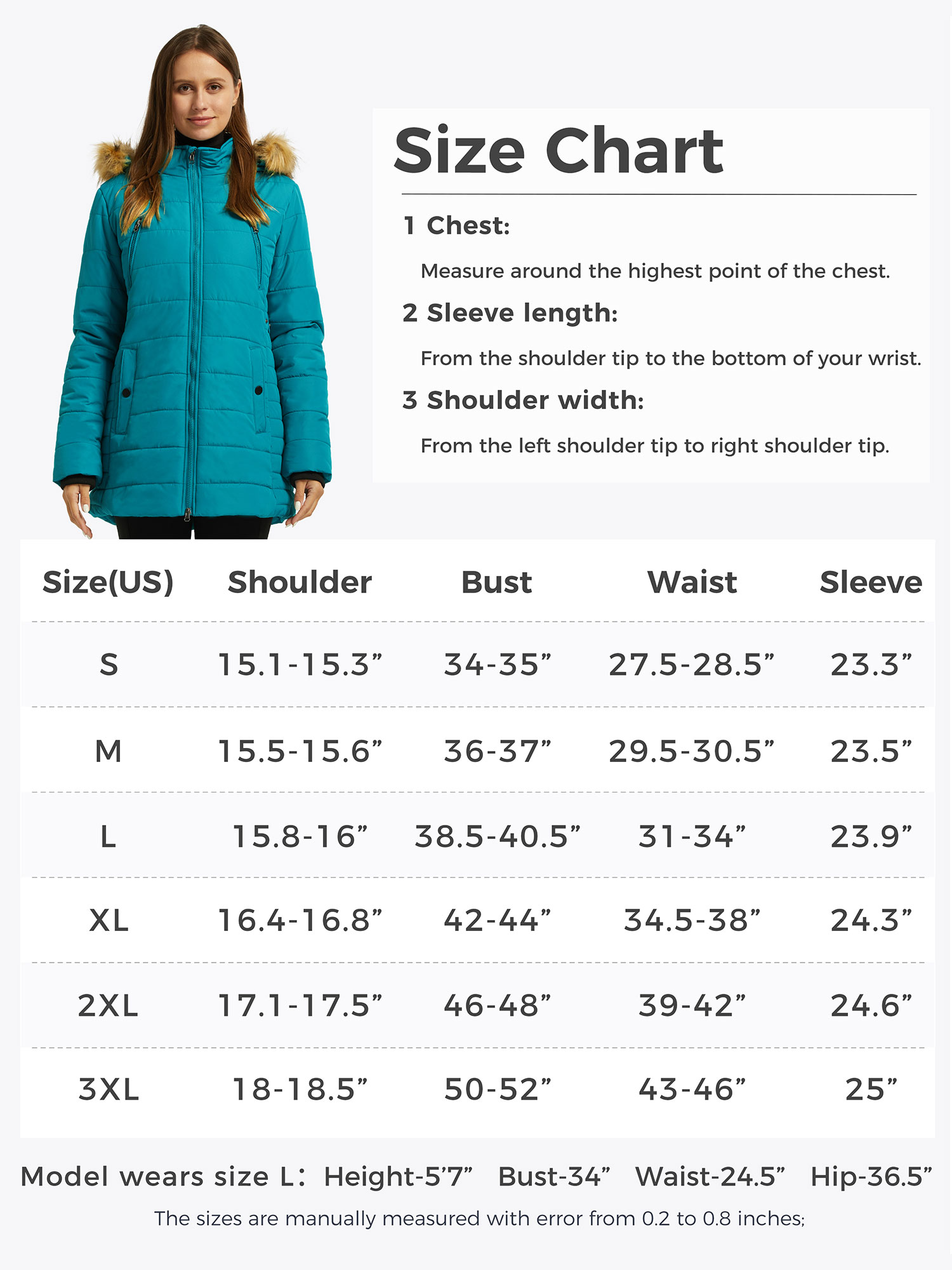 Wantdo Women's Puffer Coat Hooded Winter Coat Quilted Outerwear Jackets Teal  Blue L 