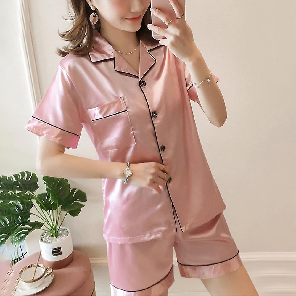 Short Sleeve Silk Satin Pyjamas Shorts 