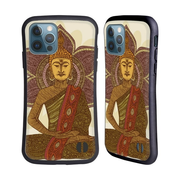 Head Case Designs Officially Licensed Valentina Symbols Illustration Sitting Buddha Hybrid Case Compatible with Apple iPhone 12 / iPhone 12 Pro