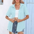 thumbnail image 4 of LEAVINGSUO 2026 50% off Clear! Womens Tops Fashion Woman Causal Button Solid Blouse Short Sleeve T-Shirt Summer Tops, 4 of 9