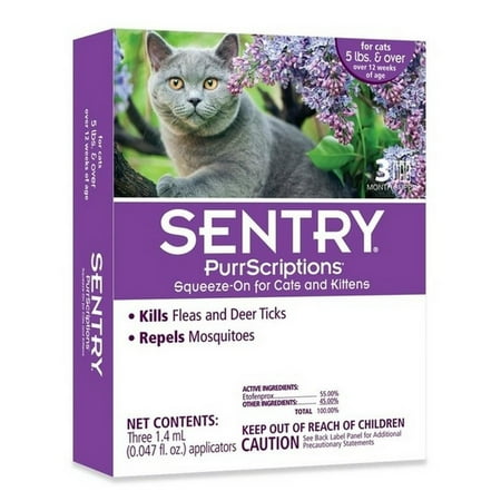 Sergeants Pet Care Products Inc 08642281 Sentry Purrscriptions Plus Flea & Tick For Cats Over