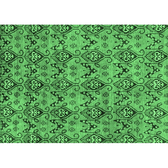 Ahgly Company Indoor Rectangle Abstract Emerald Green Modern Area Rugs, 2' x 3'