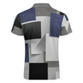 thumbnail image 5 of Gray Blue Geometric Abstract Pattern Men Zipper T-shirt Summer Casual Short Sleeve T-shirt Top, 5 of 7