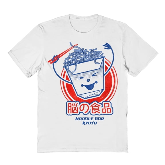 TORC Brain Food Noodle Bar Kyoto Red Graphic White Men's Cotton T-Shirt