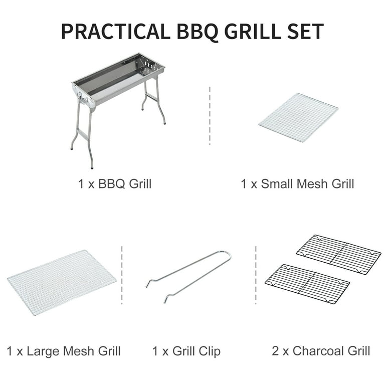 Barbecue pliable et portable en acier 41 x 28 x 31 cm
