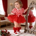 thumbnail image 4 of CAICJ98 Baby Girl Summer Clothes Romper Dress Short Sleeve Plaid Jumpsuit Tulle Skirt Skirt Hem Bodysuit Cute Infant Newborn Outfit (Red,1-3 Months), 4 of 7