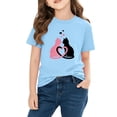 thumbnail image 4 of Girls Cat Heart T-Shirt Cute Kids Valentine Graphic Tee Blue Short Sleeve Cotton Top Soft Crewneck Animal Print,Size 9 T, 4 of 9
