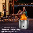 thumbnail image 3 of LAVRE 19.5" Stainless Steel Smokeless Fire Pit with Removable Ash Pan, Outdoor Portable Wood Burning Fire Pits for Camping, Bonfire, Low Smoke Firepit for Outside with Porker&Cover,Silver,19.5Inch, 3 of 7