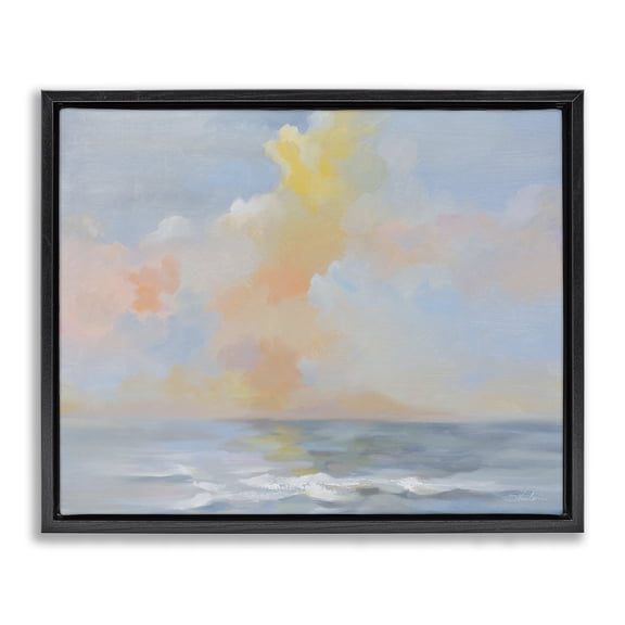 Stupell Industries Coastal Sea & Pastel Clouds Black Floating Frame Canvas Art, 21 x 17, by Silvia Vassileva