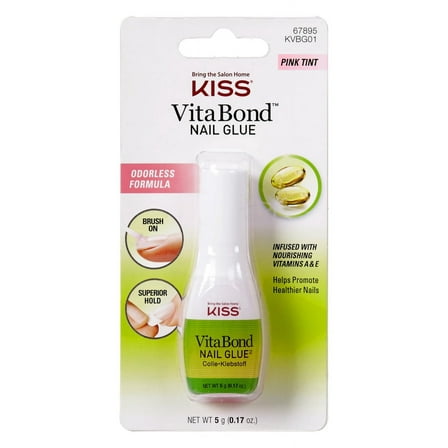 Kiss Vita Bond Nail Glue Pink Tint 0.17oz (Pack of 3)