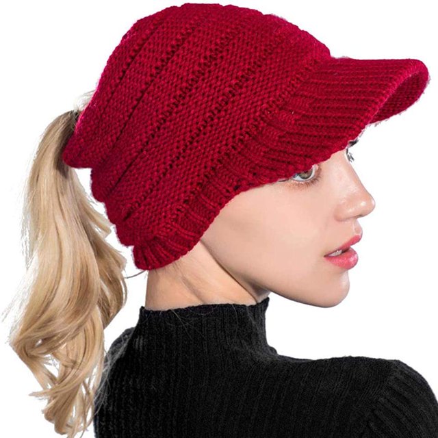 Gorro canjoyn Winter Warm de lana para mujer, color rojo