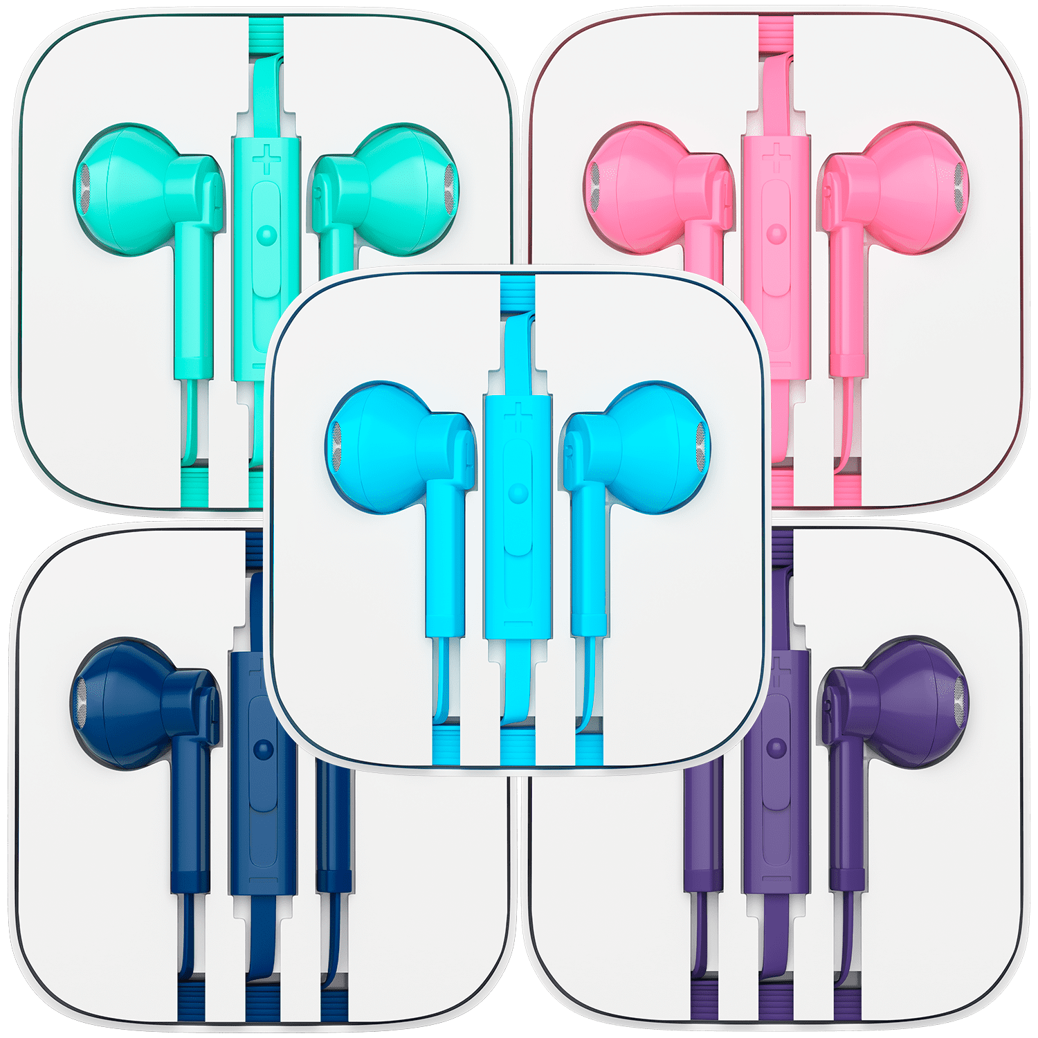 Earbuds [5 Pack] Headphones Earphones with 3.5mm Wired in Ear Headphone Plug(Built-in Microphone & Volume Control) Compatible with iPhone,iPad,iPod,PC,MP3/4,Android -Assorted Colors