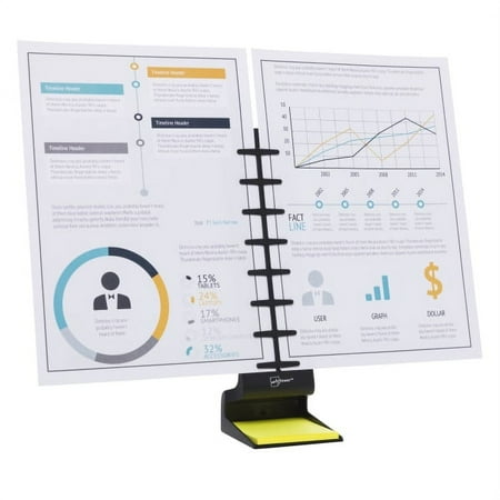 Note Tower - Pro Two-Page Side by Side Document Holder and Sticky Note Organizer - Black