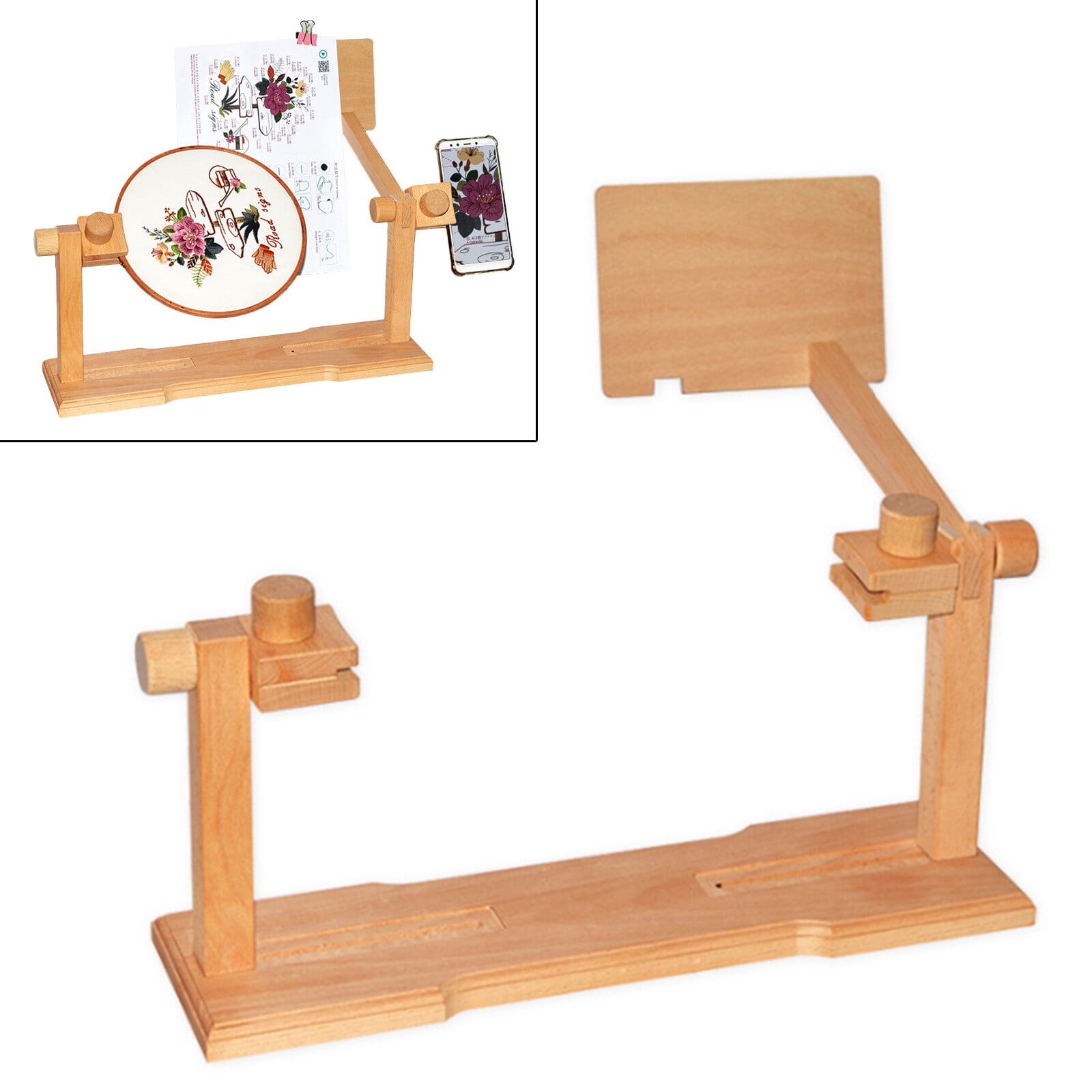 1* Adjustable Embroidery Stand Wooden Embroidery Hoop Stand Cross Stitch Holder Portable Frame Rack DIY Sewing