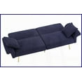 thumbnail image 3 of Modern Teddy Upholstered Loveseat Sleeper Sofa with Adjustable Backrest & Golden Legs – Dark Blue for Living Room, 3 of 10
