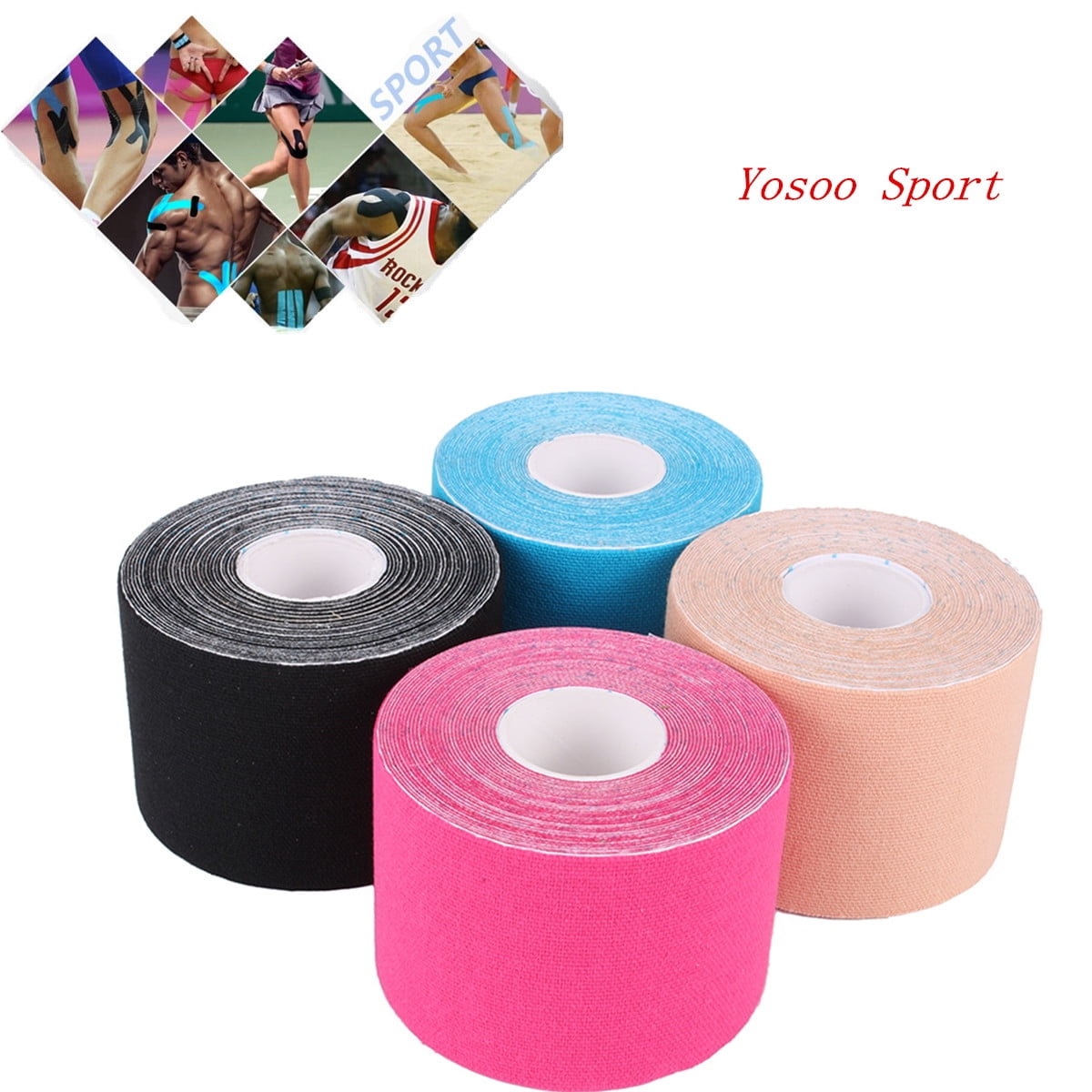 5CM X 5M Roll Kinesiology Tape Bchoice Therapeutic Sport Tape for Plantar Fasciitis Knee Wrist Elbow Shoulder Neck, Water Resistant, Black