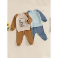 thumbnail image 3 of Toddler Baby Boys Fall Outfits 0 6 12 18 24 Months 2T 3T Letter Print Patchwork Long Sleeve Sweatshirts and Long Pants 2Pcs Clothes Set, 3 of 9