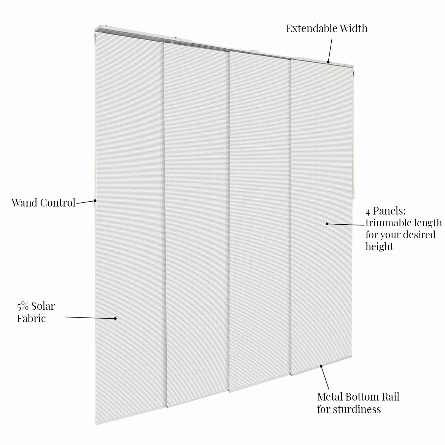 Chicology Cordless PVC Sliding Window Blinds, White, 46.86" x 96"
