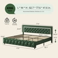 thumbnail image 6 of 4 EVER WINNER King Bed Frame, Upholstered Platform Bed Frame with Headboard and Footboard, Diamond Headboard and Footboard Design, Green, 6 of 7