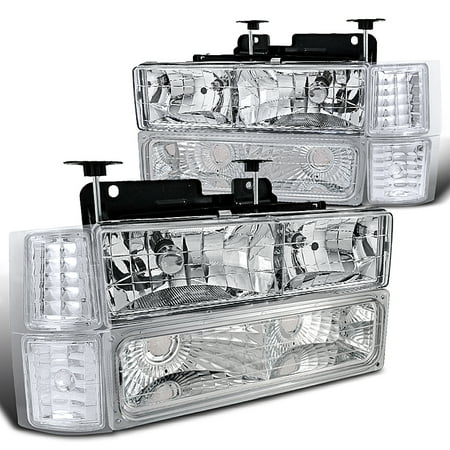 2006 Chevy Silverado Manual (Spec-D Tuning 1994-1998 Chevy C/K C10 Pickup Silverado Chrome Headlights + Bumper Lights Corner Signal Lamps 94 95 96 97 98 (Left +)