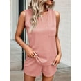 thumbnail image 4 of 2 Piece Short Set for Women Sleeveless Halter Tank Top and Shorts Lounge Set Two Piece Summer Vacation Beach Set Pink XXL, 4 of 6