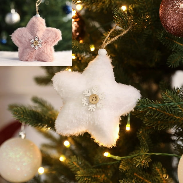 Xihbxyly Colgante de Estrella Navideña, Decoración Festiva, Tela de Alta Calidad, Adorno Versátil para Árbol, Llavero, Artesanía Exquisita, Tamaño de 13 X 13 Cm, Espíritu Navideño.