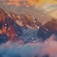 thumbnail image 5 of Orinice Mountain Range Clouds Sunset Bathroom Decor Set Polyester Fabric Shower Curtain Hooks 69x72, 5 of 7