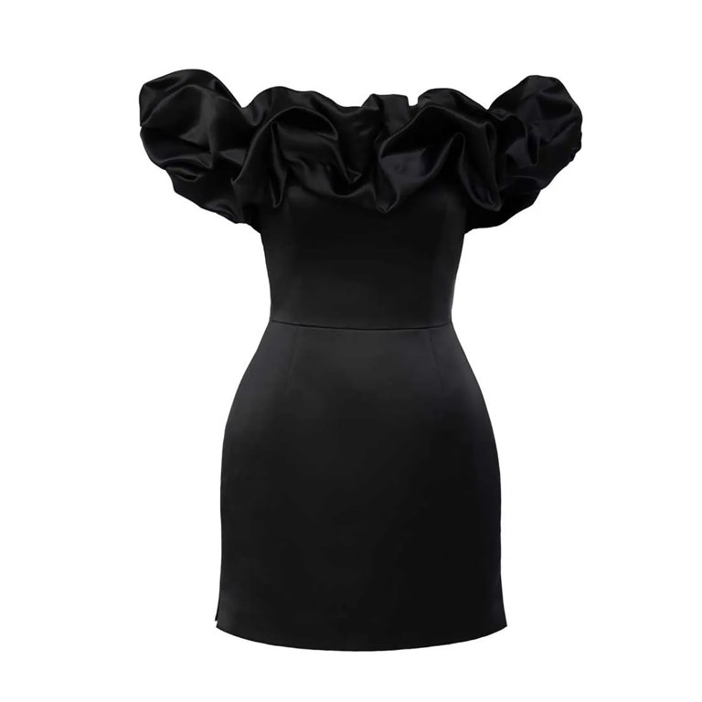 one shoulder ruffle dress black She + Sky Bodycon Strappy One Shoulder Ruffle Dress