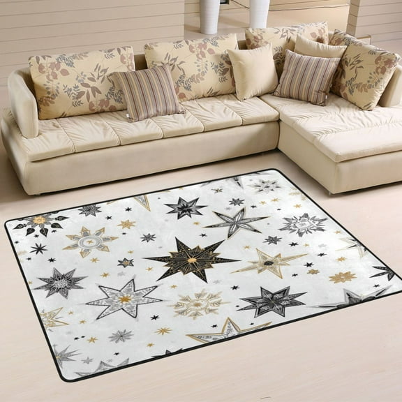 Non-Slip Area Rug 36"x24" Indoor Washable Floor Mats Carpet Printed for Living Room, Bedroom, Home Decor Hand-drawn Star Pattern