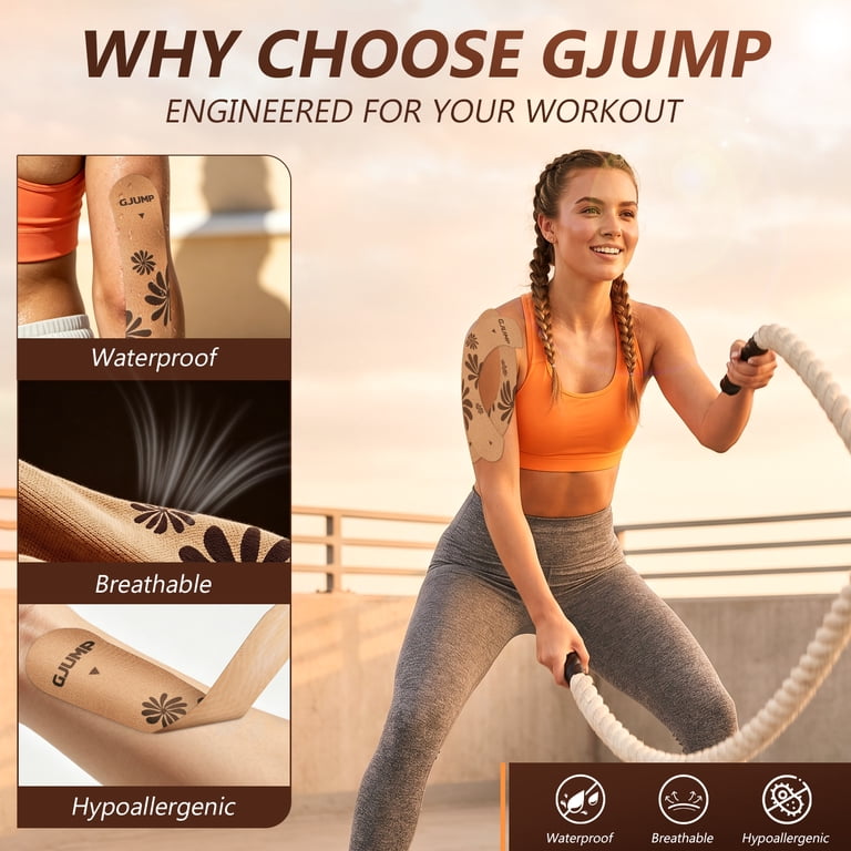 GJUMP Floral Sports Kinesiology Tape, 40 Precut Strips photo 5