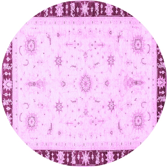 Ahgly Company Indoor Round Abstract Purple Modern Area Rugs, 7' Round