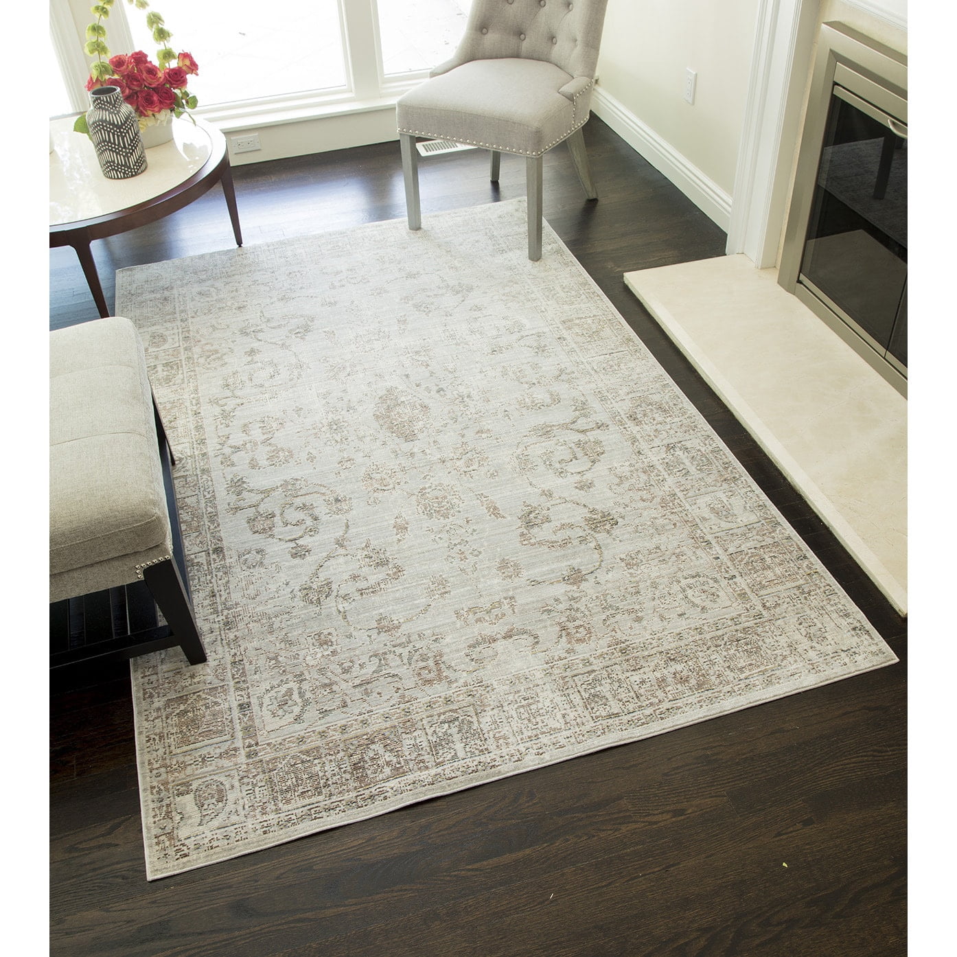 Rugs America Goddess Purple Floral Area Rug Blue