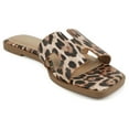 thumbnail image 4 of Soda Shoes Women Slip-On Cushioned Sandals H-Band Flat Flip-Flops Slides Square Toe KNIT-S Leopard Cheetah Print 11, 4 of 5
