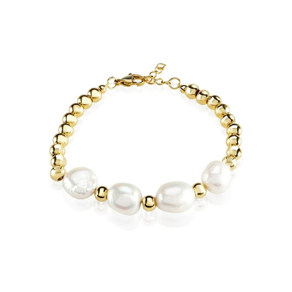 ELYA Jewelry Women's Freshwater Pearl and Gold Plated Steel Bead Bracelet
