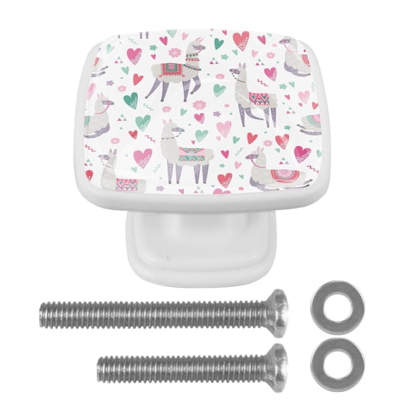 4 Pieces Set Drawer Pulls Handle Square Wardrobe Cabinet Knobs with Stainless Steel Screws Furniture Kitchen Decor