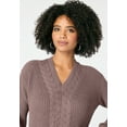 thumbnail image 4 of Roaman's Women's Plus Size Cable Knit V Neck Sweater, 4 of 4