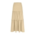 thumbnail image 7 of FengLS Women's Summer Midi Skirt Tiered Flowy High Waist Maxi Skirt Casual Solid Color A-Line Ankle Length Skirt, 7 of 7