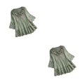 thumbnail image 1 of Blusa vintage Qarigey para mujer con cuello en V verde M, 1 of 6
