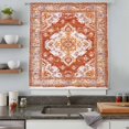 thumbnail image 5 of Orange Red Boho Sheer Curtains 45 Inches Long, Ethnic Geometric Middle Century Art Light Filering Curtains, Breathable Simi Curtain Privacy Drapes for Kitchen Bathroom Small Window Treatment, 5 of 9