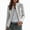 Gray, variant on Women's Military Jacket Stand Collar Button Full Zip Long Sleeve with Lining for Work Wear