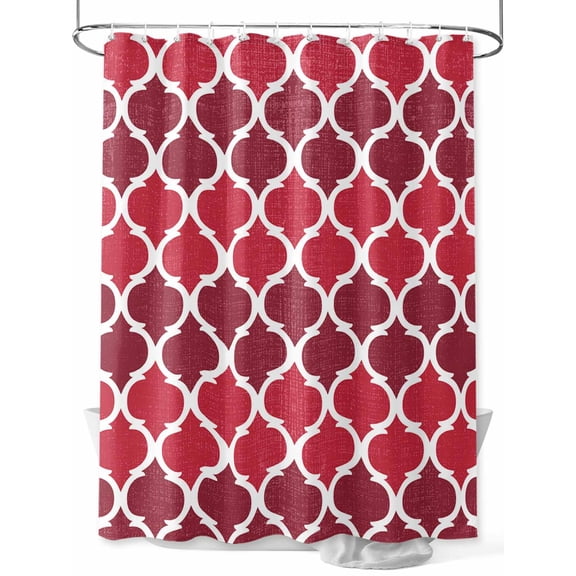 Shower Curtain Red Moroccan Design Bathroom Curtains with Hooks, Waterproof Fabric Retro Geometric Pattern Bath Shower Curtains Set for Bathroom Bathtubs Decor 36x72 Inch