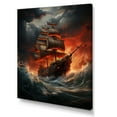 thumbnail image 2 of Designart "Sailing Toward a Crimson Horizon" Pirate Canvas Wall Art, 2 of 5