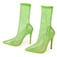 thumbnail image 6 of Mostsola Fishnet Ankle Boots for Women Pointy Toe Stiletto Sexy Nightclub Party Rhinestone Boot, 6 of 9