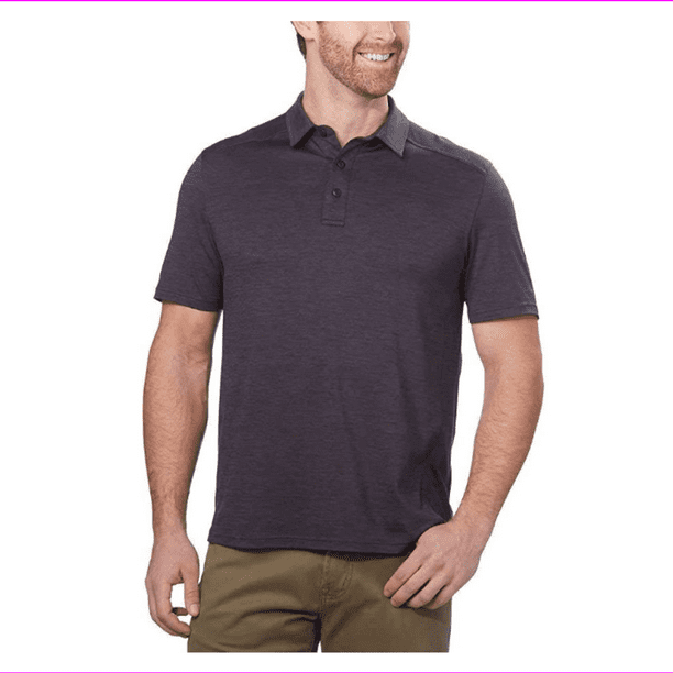 G.H. Bass GH Bass and Co Men's Wicking Stretch Polo shirt L/Black Heather