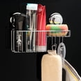 thumbnail image 5 of HASKO Shower Caddy Suction Cup, Shower Shelf with Soap Dish and Hooks Organizer, Suction Bathroom Shelf for Storage, Wall Mounted Basket, Silver, 5 of 6