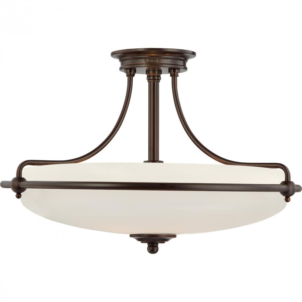 Elegant Palladian Bronze 21" Indoor/Outdoor Ceiling Light with Opal Glass