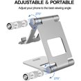 thumbnail image 4 of Big Heavy Cell Phone Stand for Desk - Simr Adjustable Desktop Foldable Phone Holder for iPhone 13 12 Pro 11 X XS, iPad Mini, 4-13" All CellPhones (Silver), 4 of 5