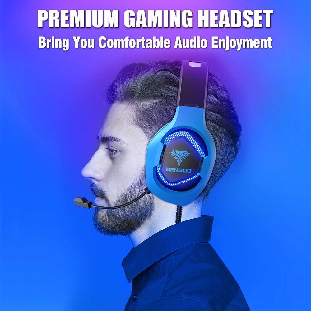 BENGOO G9500 Gaming Headset with 720°Noise Cancelling Mic, Bicolor LED Light, Bass Surround for PS4, PS5, PC - image 5 of 8