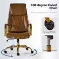thumbnail image 5 of Ergonomic Office Chairs with Inflatable Lumbar Support High Back Leather Executive Chair with Arms for Boss Camel, 5 of 10